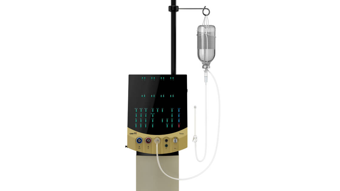 Vorderseite des Faros mit dem Infusionssystems